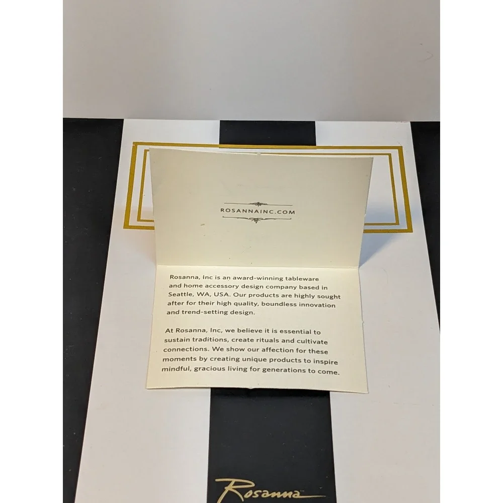 Rosanna Soirée Noire Set of‎ 4 Black Coupe Plates Gold French Phrases Gift Box